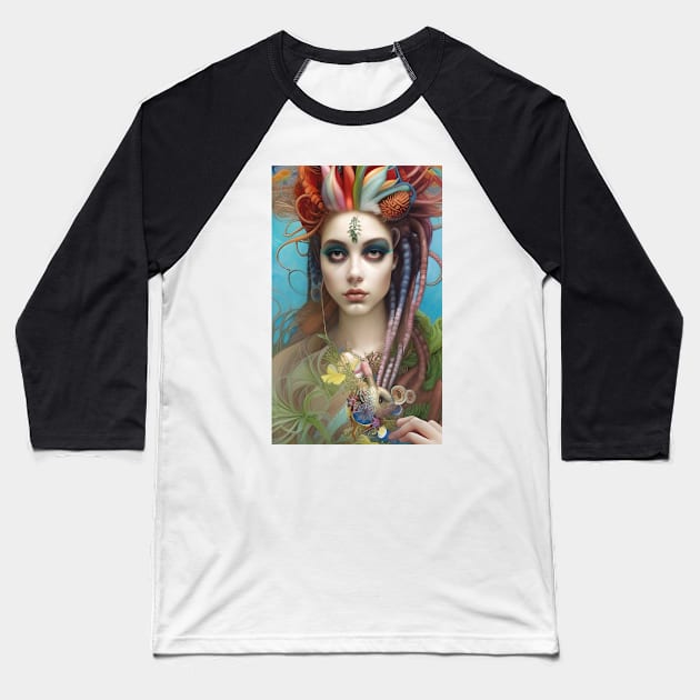 Voodoo Doll Girl - Dreadlocks Hippie Witch - Be Different WA334 - Magick Voodoo Baseball T-Shirt by ZiolaRosa